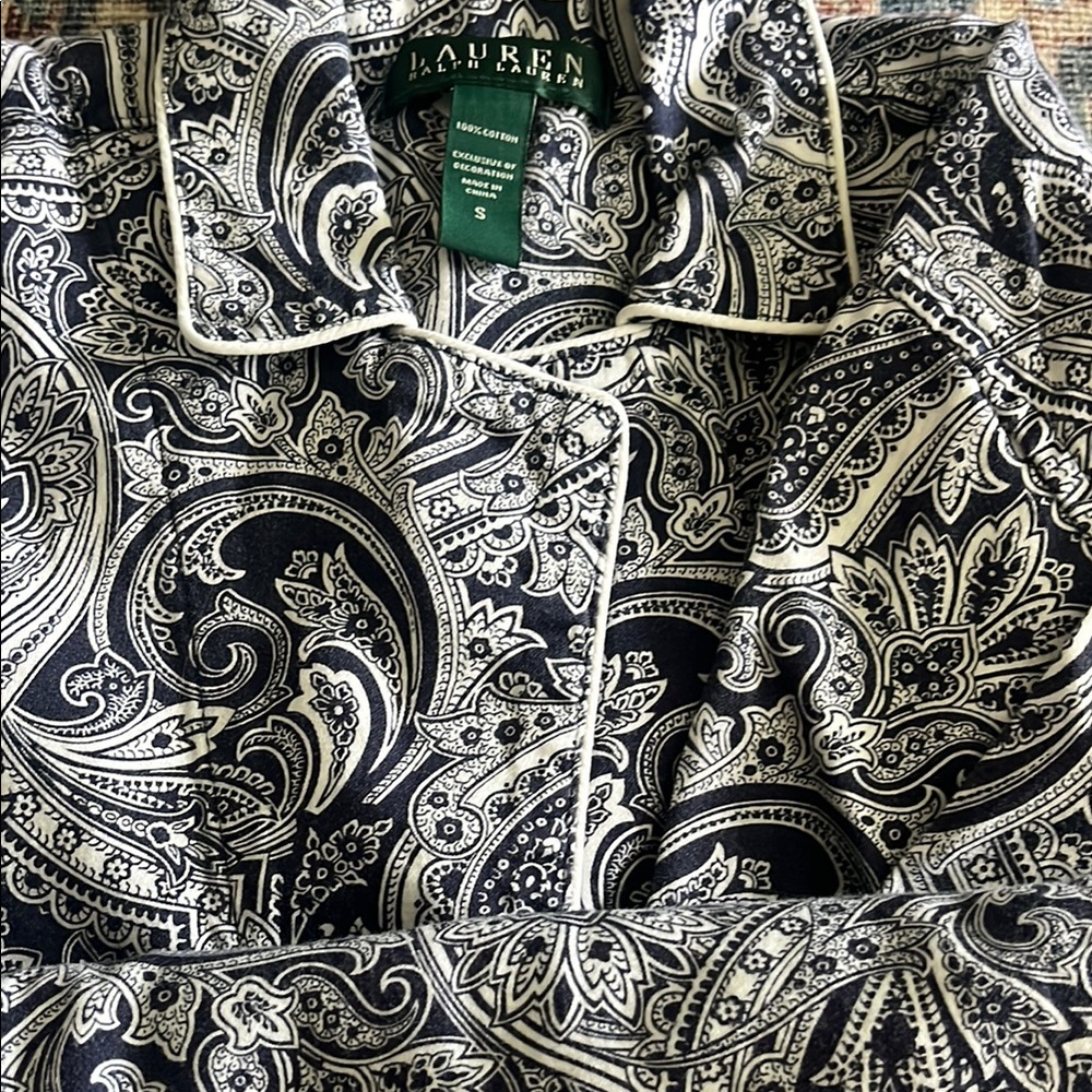 Ralph Lauren Black and White Paisley Pajama Set